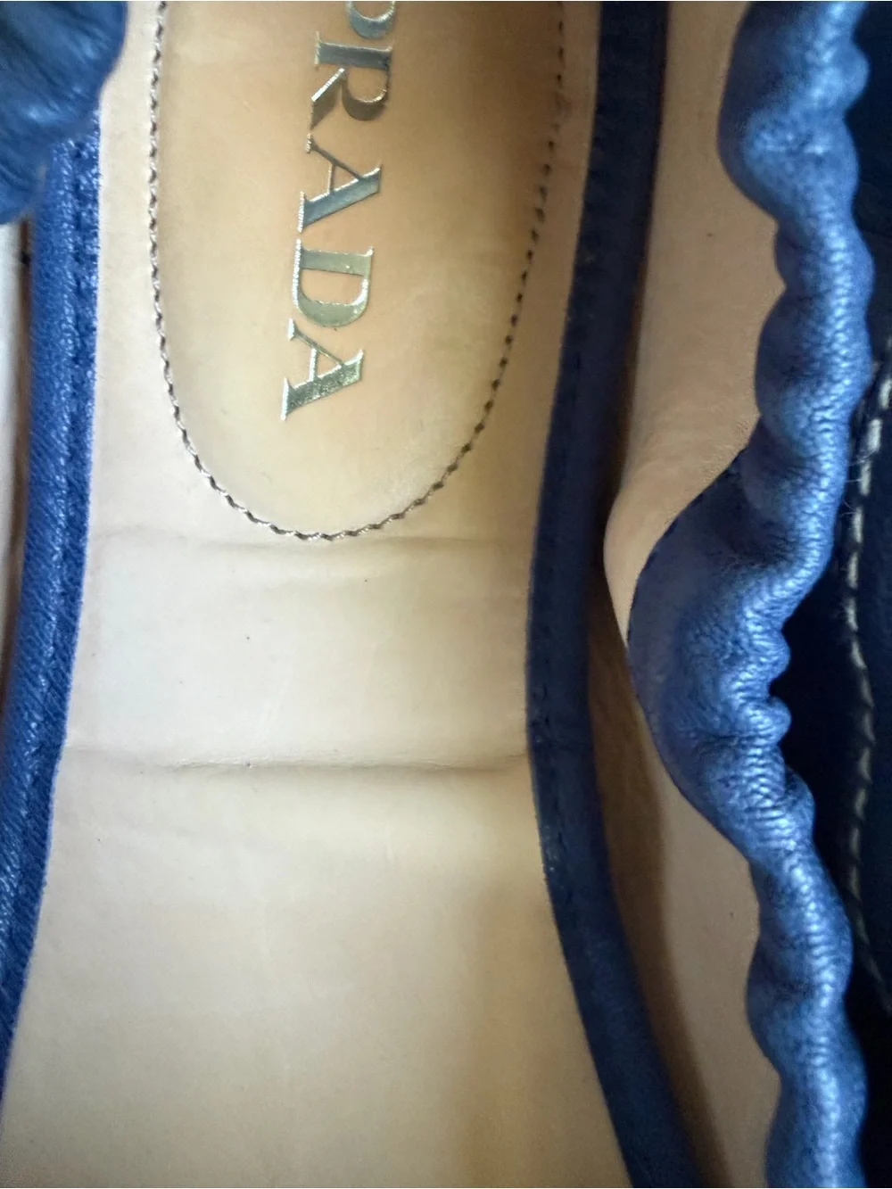 Prada Nappa Aviator Navy Leather Driving Loafers 37 - Picture 4 of 10